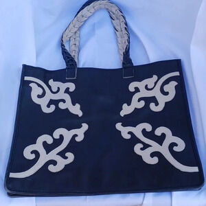 Khandoma Black and white Leather tote bag **